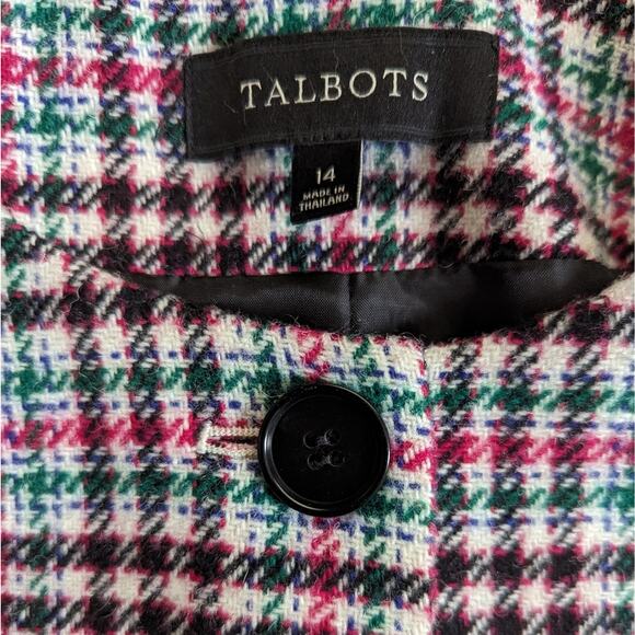 Talbots Holiday Plaid Wool Blend Button Down Blazer Suit Jacket Coat - Picture 3 of 4